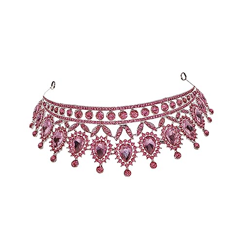 Ipetboom rosa Strasskrone Zeremonie Prinzessin Krone Kopfschmuck für die Braut Kronen juwelenbesetzt Prinzessinen Krone Prinzessinnen Krone Haarband Kopfschmuck Brautkrone Strasssteine von Ipetboom