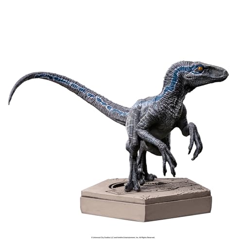 Jurassic World Icons Dekofigur Velociraptor B, 7 cm, Blau von Iron Studios