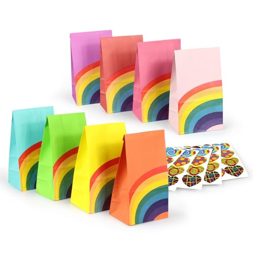 Geschenktüten "Regenbogen" Papier 40 Stück - Austeilstüten + Aufkleber Kinderparty von Isa's Friends