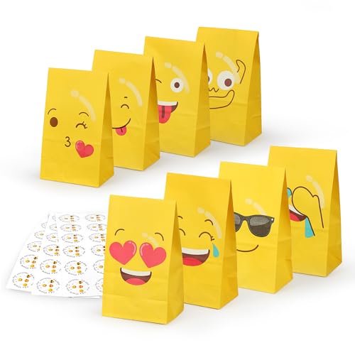 Geschenktüten "Smileys" Papier 40 Stück - Austeilstüten + Aufkleber Kinderparty von Isa's Friends