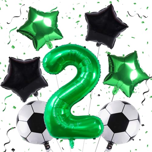 Fußball Luftballon 2 Jahre Geburtstag Deko Junge, Fussball Deko Geburtstag Kinder 2 jahre Folienballon mit Trophäe Luftballon, 2. Geburtstagsdeko Fußball für Kindergeburtstag Fussball Party von Isndare