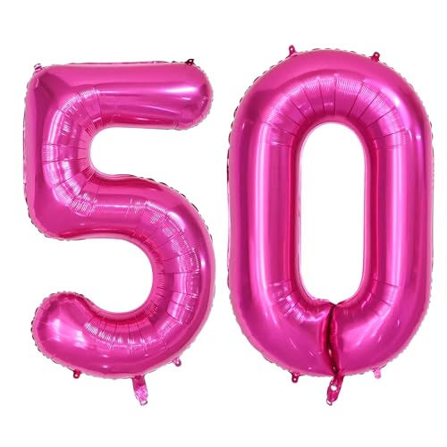 Isndare 40 Zoll Luftballon Geburtstag Zahl 50, Riesige Pink Folienballon, Helium Zahlenballon für Junge Mädchen Geburtstag, Hochzeit, Jubiläum Party Dekoration(Digital 50) von Isndare