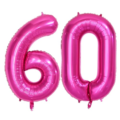 Isndare 40 Zoll Luftballon Geburtstag Zahl 60, Riesige Pink Folienballon, Helium Zahlenballon für Junge Mädchen Geburtstag, Hochzeit, Jubiläum Party Dekoration(Digital 60) von Isndare