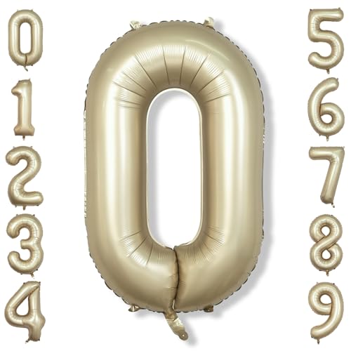 Folienballon Zahl 0 Metallic Gold, 101 cm XXL Champagner Gold Zahlenballon 0 für Mädchen, Hell Gold Zahlen Luftballon 0 Geburtstag Helium Ballon zum Frau Mann Babyparty Geburtstagsdeko Jubiläum Deko von Isndare