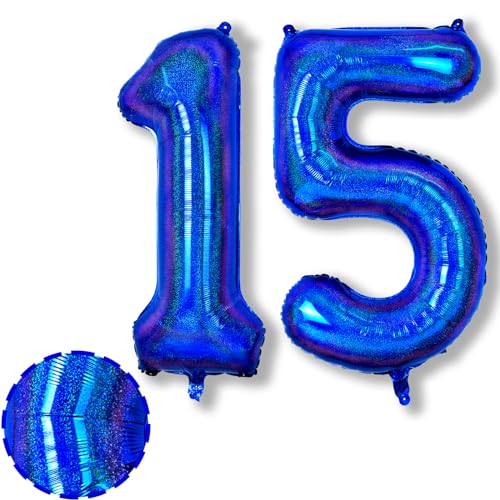 Luftballon 15. Geburtstag für Kinder, Große Navy Blau Marineblau Zahl 15 Folienballon Deko, 40 Zoll Helium Dunkelblau Zahlen 15 Ballon für Mädchen Jungen 15 Jahre Geburtstag Jubiläum Party Dekoration von Isndare