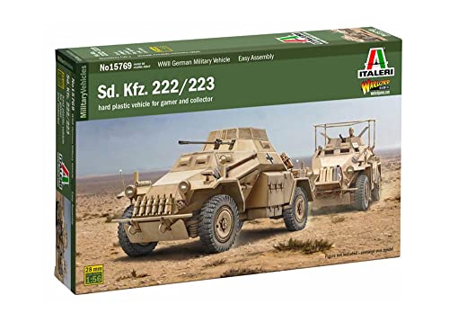 ITALERI -15769 SD. Kfz. 222/223, Maßstab 1:56, Model Kit, Modell aus Kunststoff zum Zusammenbauen, Modellbau, IT15769 von Italeri