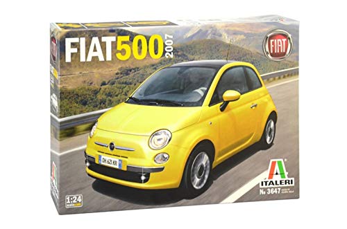 ITALERI 3647S - 1:24 Fiat "500" (2007), Modellbau, Bausatz, Standmodellbau, Basteln, Hobby, Kleben, Plastikbausatz, Unlackiert, Mittel von Italeri