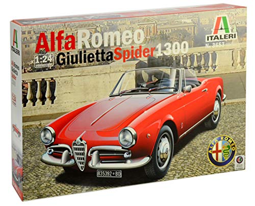 ITALERI 3653S - 1:24 Alfa Romeo Giulietta Spider 1300 , Modellbau, Bausatz, Standmodellbau, Basteln, Hobby, Kleben, Plastikbausatz, detailgetreu, Unlackiert von Italeri