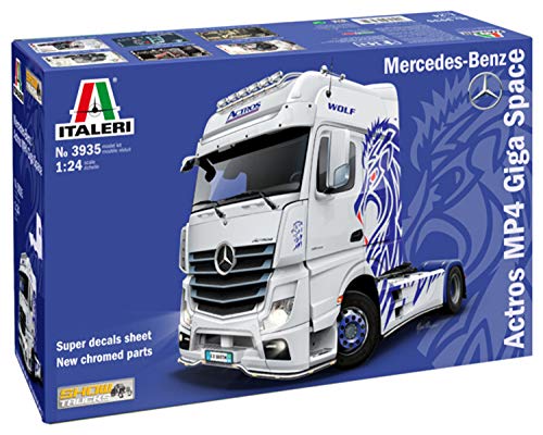 ITALERI 3935S - 1:24 M-B Actros MP4 Show GigaSpace , Modellbau, Bausatz, Standmodellbau, Basteln, Hobby, Kleben, Plastikbausatz, detailgetreu, Unlackiert von Italeri