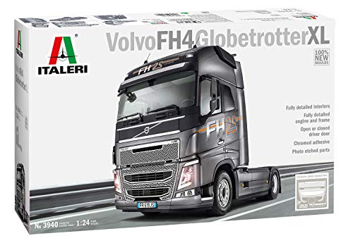 ITALERI 3940S - 1:24 Volvo FH4 Globetrotter XL , Modellbau, Bausatz, Standmodellbau, Basteln, Hobby, Kleben, Plastikbausatz, detailgetreu, Unlackiert von Italeri