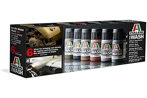 ITALERI 448AP - Acryl Model Wash Set, Modellbau, Bausatz, Standmodellbau, Basteln, Hobby, Kleben, Plastikbausatz, 20 ml (6er Pack), Unlackiert von Italeri