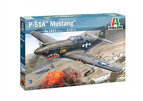 Italeri 1423 1:72 US P-51A Mustang - Modellbau, Bausatz, Standmodellbau, Basteln, Hobby, Kleben, Plastikbausatz, detailgetreu, Grau von Italeri