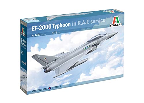 Italeri 1457S 1457S-1:72 RAF EF-2000 Eurofighter Typhoon, Modellbau, Bausatz, Standmodellbau, Basteln, Hobby, Kleben, Plastikbausatz, detailgetreu, unlackiert von Italeri