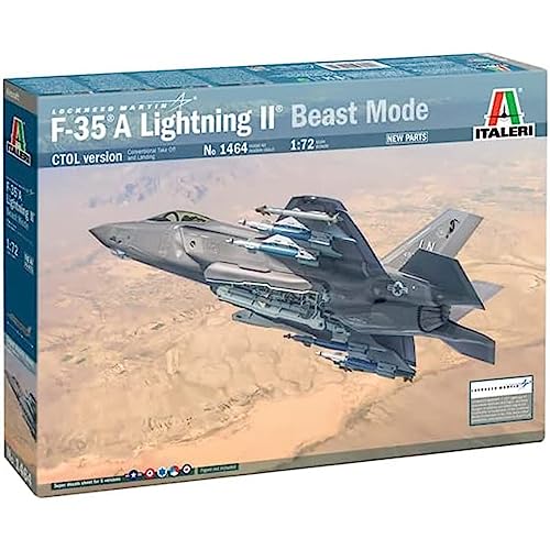 Italeri 1464S 1:72 F-35A (Beast Mode) - Modellbau, Bausatz, Standmodellbau, Basteln, Hobby, Kleben, Plastikbausatz, detailgetreu, Unlackiert von Italeri