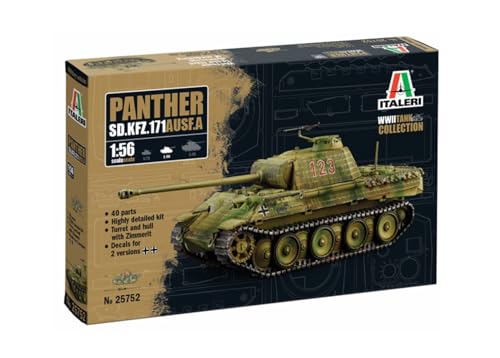 Italeri 25752 1:56 Sd.Kfz. 171 Panther AUSF. A - Modellbau, Bausatz, Standmodellbau, Basteln, Hobby, Kleben, Plastikbausatz, detailgetreu, Unlackiert von Italeri