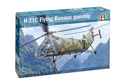 Italeri 2774S 1:48 H-21C Flying Banana Gunship, originalgetreue Nachbildung, Modellbau, Basteln, Hobby, Kleben, Plastikbausatz, Zusammenbauen, Nicht bemalt, One Size von Italeri