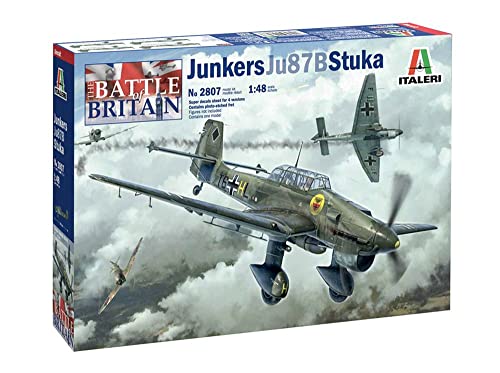 Italeri 2807S Bat Ju, 1:48 Junkers JU-87B Stuka Bat.o.Brit, Modellbau, Bausatz, Standmodellbau, Basteln, Hobby, Kleben, Plastikbausatz, detailgetreu, Nicht bemalt, zzzz-s von Italeri