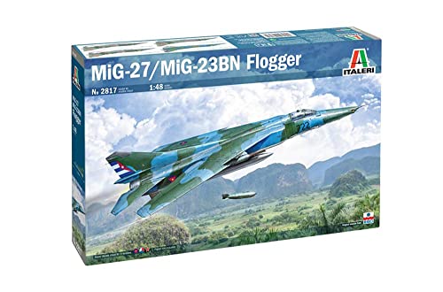 Italeri Mig-23, Mig-23bn, 2817 1:48 MIG-27 Flogger-Modellbau, Bausatz, Standmodellbau, Basteln, Hobby, Kleben, Plastikbausatz, detailgetreu, Mehrfarbig, S von Italeri