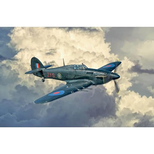 Italeri 2828 1:48 Hurricane Mk.II C - Modellbau, Bausatz, Standmodellbau, Basteln, Hobby, Kleben, Plastikbausatz, detailgetreu, Grau von Italeri