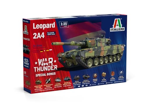 Italeri 35106 1:35 Leopard 2 A4 War Thunder - originalgetreue Nachbildung, Modellbau, Plastik Bausatz, Basteln, Hobby, Kleben, Modellbausatz, Zusammenbauen, unlackiert, von Italeri