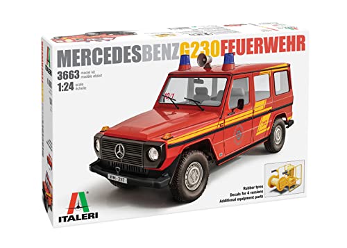 Italeri 3663 1:24 Mercedes-Benz G230 Feuerwehr - Modellbau, Bausatz, Standmodellbau, Basteln, Hobby, Kleben, Plastikbausatz, detailgetreu von Italeri