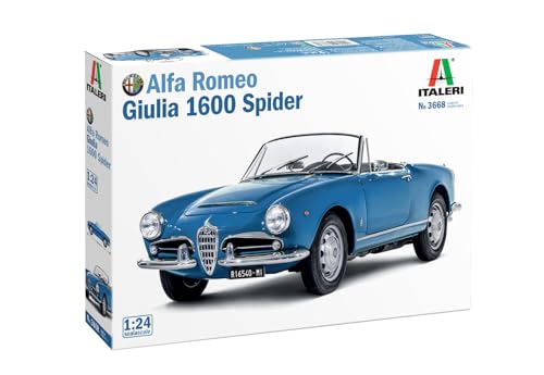 Italeri 3668 1:24 Alfa Romeo Guilia 1600 Spider - Modellbau, Bausatz, Standmodellbau, Basteln, Hobby, Kleben, Plastikbausatz, Auto Bausatz, Auto Modell 1:24, Geformte Farbe von Italeri