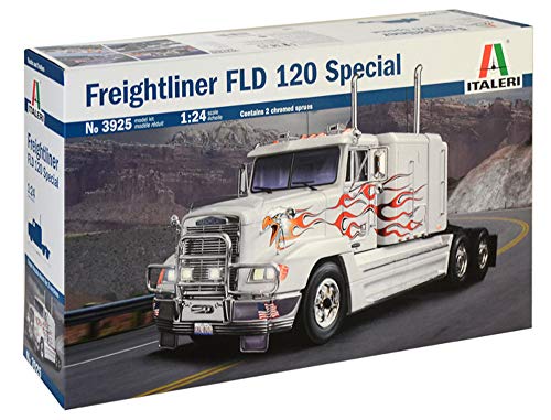 ITALERI 3925S - 1:24 Freightliner FLD 120 (Classic) , Modellbau, Bausatz, Standmodellbau, Basteln, Hobby, Kleben, Plastikbausatz, detailgetreu, Unlackiert von Italeri