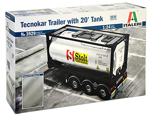 ITALERI 3929S - 1:24 Tecnokar Trailer w/ 20ft Tank , Modellbau, Bausatz, Standmodellbau, Basteln, Hobby, Kleben, Plastikbausatz, detailgetreu, Unlackiert von Italeri