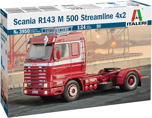 Italeri 3950 1:24 Scania 143M 500 Streamline 4x2 - Modellbau, Bausatz, Standmodellbau, Basteln, Hobby, Kleben, Plastikbausatz, detailgetreu, Mehrfarbig von Italeri