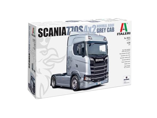 Italeri 3971 1:24 Scania S770 4x2 Normal Roof GreyCap - Bausatz, Standmodellbau, Basteln, Hobby, Kleben, Plastikbausatz, detailgetreu, LKW Bausatz von Italeri