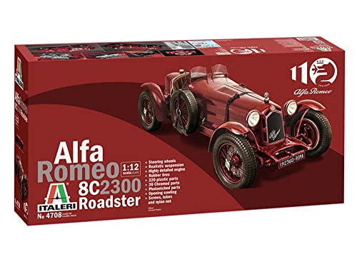 Italeri 1:12 Alfa Romeo 8C/2300 1931-33, Modellbau, Bausatz, Standmodellbau, Basteln, Hobby, Kleben, Plastikbausatz, rot von Italeri