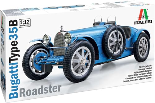 Italeri 4713 1:12 Bugatti 35B Roadster- Modellbau, Bausatz, Standmodellbau, Basteln, Hobby, Kleben, Plastikbausatz, detailgetreu, Unlackiert, Molded Color von Italeri