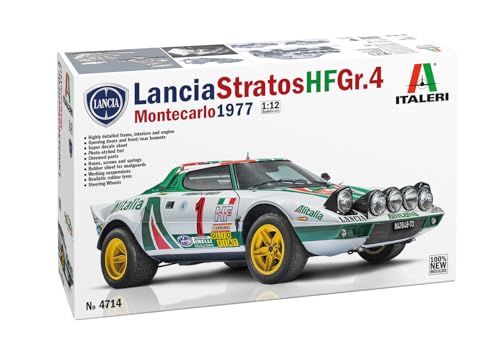 Italeri 4714 1:12 Lancia Stratos HF Gr.4 - Modellbau, Bausatz, Standmodellbau, Basteln, Hobby, Kleben, Plastikbausatz, detailgetreu, Unlackiert von Italeri