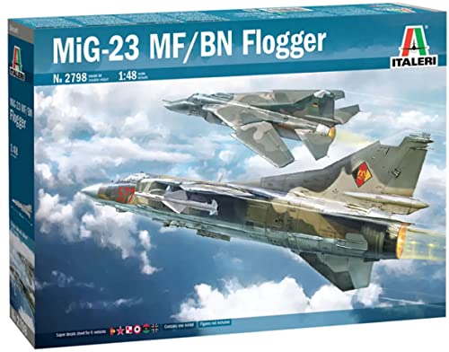 Italeri 510002798 1:48 MiG-23 MF/BN Flogger, Modellbau, Bausatz, Standmodellbau, Basteln, Hobby, Kleben, Plastikbausatz, detailgetreu, unlackiert von Italeri