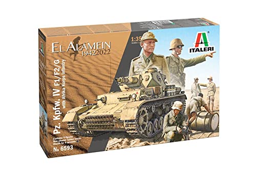 Italeri 6593 1:35 Deutscher Panzerkampfwagen IV F1/F2/G mit DAK Figuren - Bausatz, Standmodellbau, Basteln, Hobby, Kleben, Plastikbausatz, detailgetreu, IT6593, Mehrfarbig von Italeri