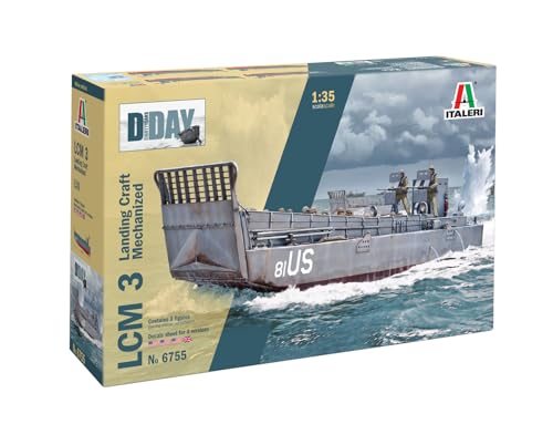 Italeri 6755 1:35 LCM 3 (Landing Craft mechanized) - Modellbau, Bausatz, Standmodellbau, Basteln, Hobby, Kleben, Plastikbausatz,Militär Bausatz von Italeri