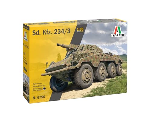 Italeri 6756 1:35 Sd.Kfz. 234/3 Sw. Panzerspähwagen originalgetreue Nachbildung, Modellbau, Plastik Bausatz, Basteln, Hobby, Kleben, Modellbausatz, Zusammenbauen, unlackiert von Italeri