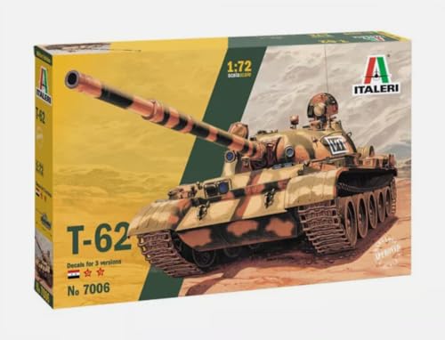 Italeri 7006S 1:72 Rus. T-62 Kampfpanzer - originalgetreue Nachbildung, Modellbau, Plastik Bausatz, Basteln, Hobby, Kleben, Modellbausatz, Zusammenbauen, unlackiert von Italeri