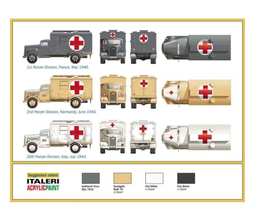 Italeri 8001283070553 7055S - Kraftfahrzeug 305 Ambulance, Nicht Beschriftet von Italeri