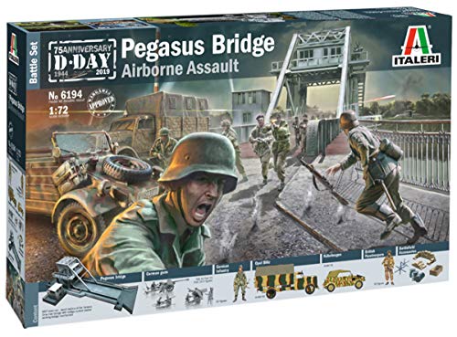 Italeri 6194 - 1:72 Battle-Set-"Pegasus Bridge", Modellbau, Bausatz, Standmodellbau, Basteln, Hobby, Kleben, Plastikbausatz, Unlackiert von Italeri