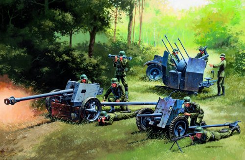 Italeri FBA_8001283070263 510007026 - 1:72 German Guns Set: PAK35-PAK40-FLAK38, Grey von Italeri