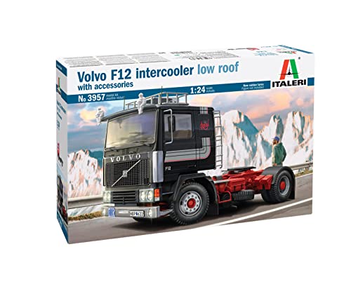 Italeri 3957 3957S-1:24 Volvo F-12 Intercooler Low Roof-Modellbau, Bausatz, Standmodellbau, Basteln, Hobby, Kleben, Plastikbausatz, detailgetreu, unlackiert, Mehrfarbig von Italeri