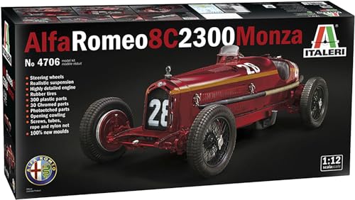 Italeri IT4706 510004706 0.05 Alfa Romeo 8C 2300 Monza Nuvolari-Modellbau, Bausatz, Standmodellbau, Basteln, Hobby, Kleben, Plastikbausatz, detailgetreu, unlackiert von Italeri