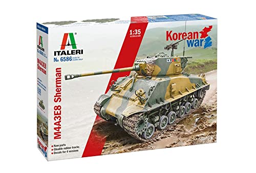 Italeri 6586S 1:35 US M4A3E8 Sherman Korea Krieg - originalgetreue Nachbildung, Modellbau, Basteln, Hobby, Kleben, Plastikbausatz, Zusammenbauen, Unlackiert von Italeri