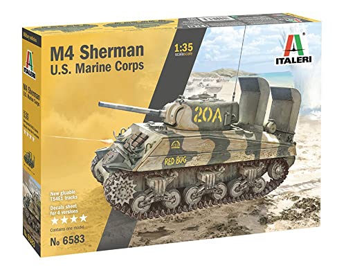 Italeri 1:35 M4A2 U.S. Panzer Marine Corps, Standmodellbau, Basteln, Hobby, Kleben, Plastikbausatz, detailgetreu, unlackiert I6583 von Italeri