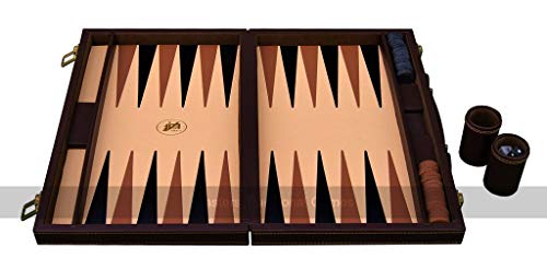 Italfama Luxury Brown Leatherette 14.5-inch Compact Backgammon Set von Italfama