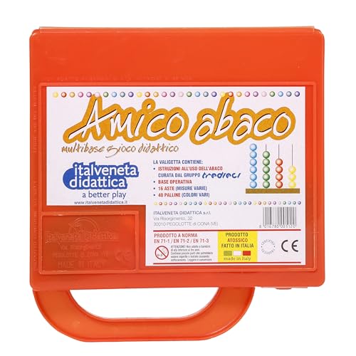 Italveneta Didattica 512 Abaco Amico Keine Koffer mit Komponenten für die Nachbildung des Abakus, bestehend aus Stäben und Kugeln Größen, Box Orange, Standard von Italveneta Didattica