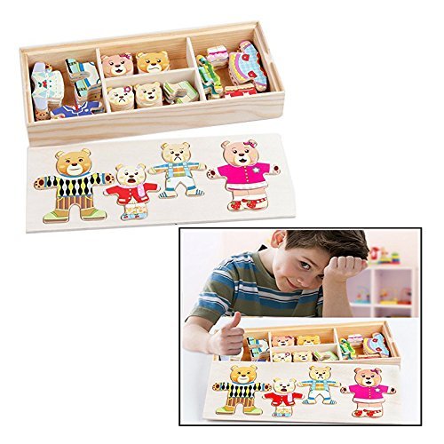 Itian Puzzles Bärenfamilie, Holz, Puzzle-Box, Spielzeug, DIY, Puzzle, Bär, ändern Sie die Kleidung von Itian