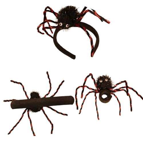Itkcozcg 3 Stück Halloween Spinnen Armband Zubehör Plüsch Kopf Ornamente für Kostümpartys Kinder Itkcozcg 3 Stück Halloween Spinnen Armband Zubehör Plüsch Kopf Ornamente für Kostümpartys Kinder von Itkcozcg
