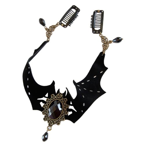 Itkcozcg Halloween Gefiedertes Stirnband Fledermaus Kopfschmuck Fledermaus Halskette Halloween Kostüm Zubehör für Frauen Mädchen Halloween Maskeraden von Itkcozcg